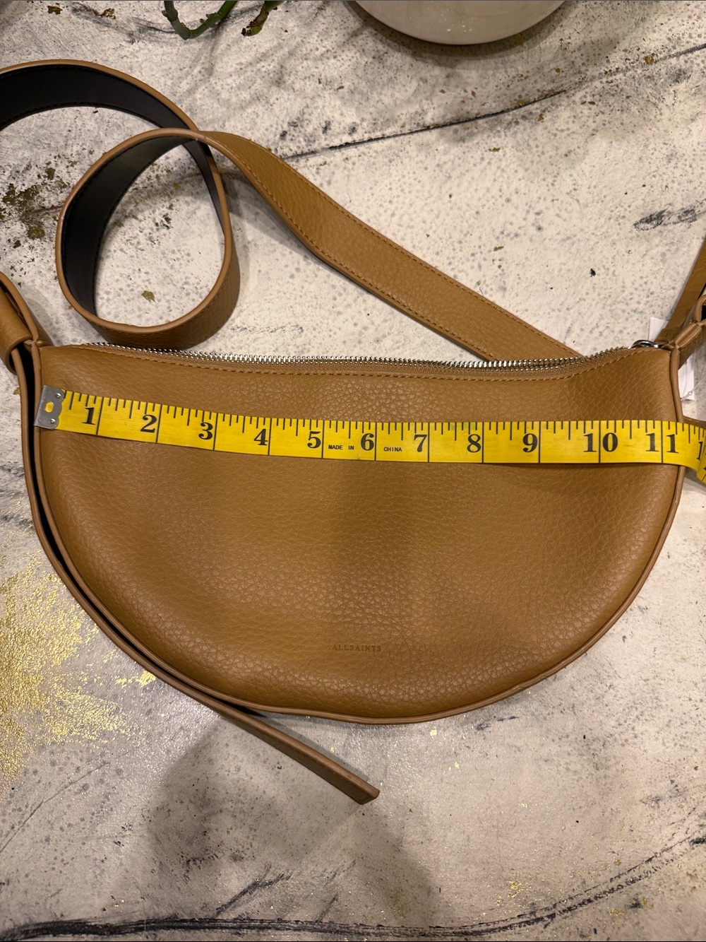 All Saints Tan Crescent Crossbody Bag - Picture 9 of 11